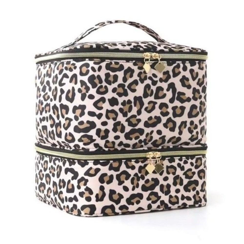 Double Layer Cosmetic Storage Box With Detachable Nail Polish Organizer